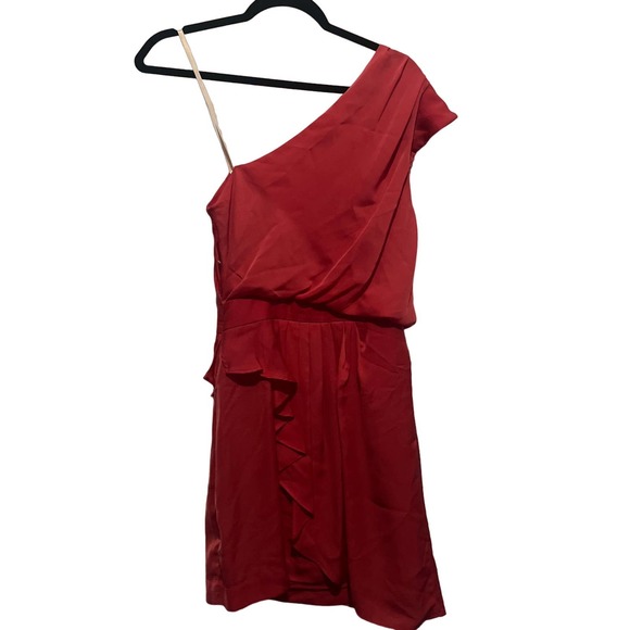 BCBG Pink One Shoulder Dress with Ruffle - Picture 2 of 3